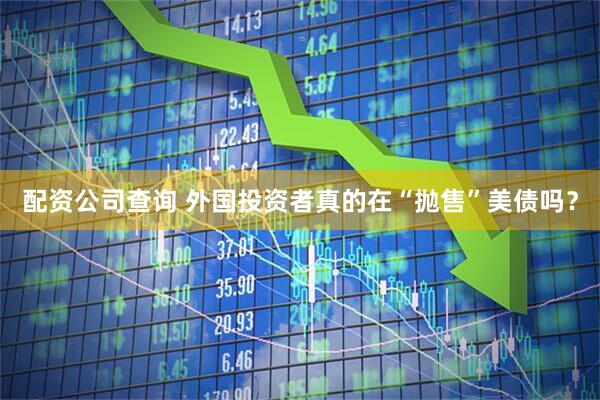 配资公司查询 外国投资者真的在“抛售”美债吗？